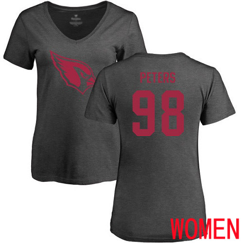 Arizona Cardinals Ash Women Corey Peters One Color NFL Football #98 T Shirt